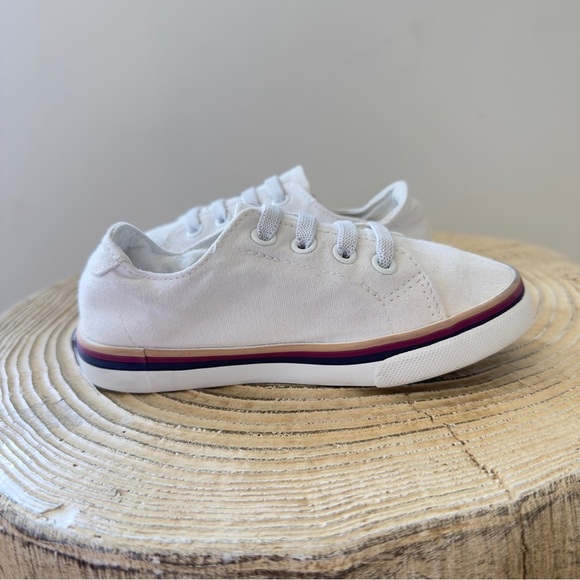 Janie and Jack White Toddler Sunset Stripe Sneakers with Size 9 - Picture 7 of 11